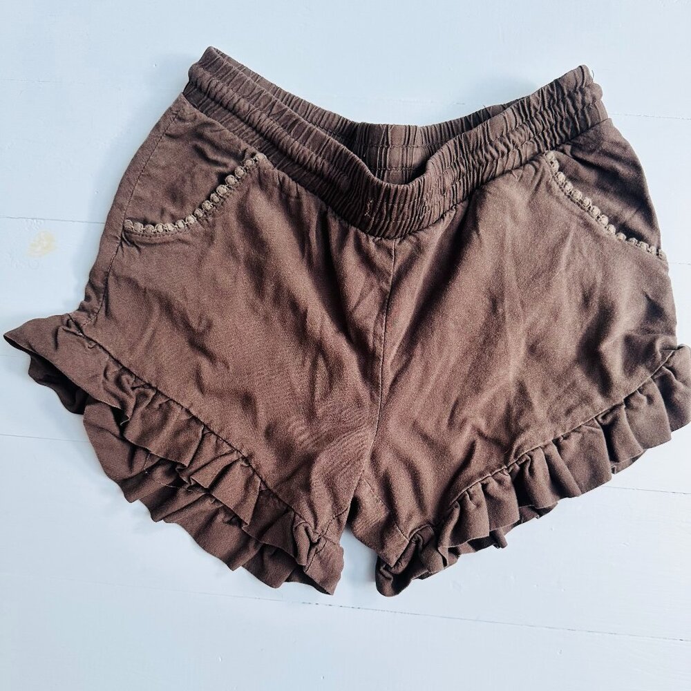 Cat & Jack Girls Ruffle Shorts Size 7 8 Black Gray Boho Elastic Waist